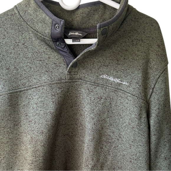 Eddie Bauer Radiator Fleece Snap Mock Pullover Green Men’s Large - Picture 1 of 6
